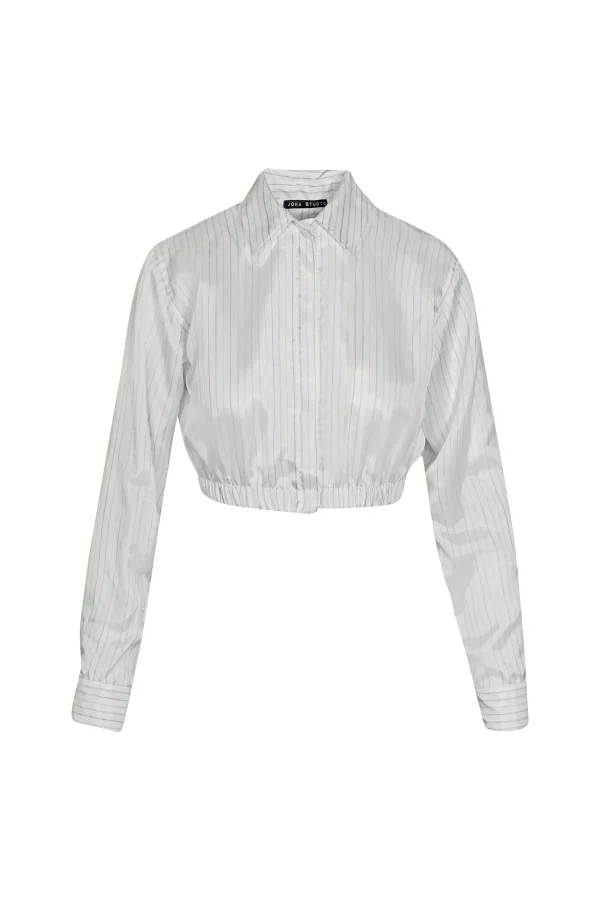 JS ED1 MD0001 CROP SHIRT WHITE STRIPES
