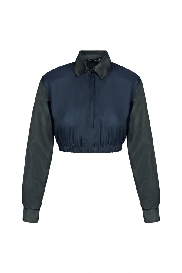 JS ED1 MD0003 CROP SHIRT BLUE/BLACK