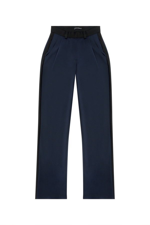 JS ED1 MD0037 LONG PANTS W STRIPE BLUE/BLACK