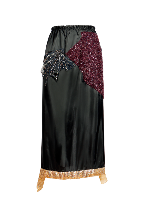 JS ED1 LACE004 PENCIL SKIRT BLACK