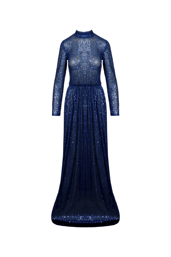 JS ED3 MD001 SWEAT DRESS BLUE SEQUIN